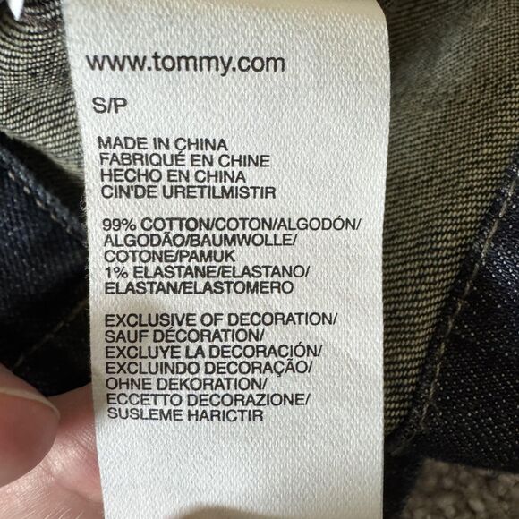 Tommy Hilfiger Jacket Womens Small Blue Denim Button Front Utility Pockets - Picture 9 of 16